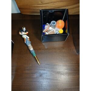 Vintage Pen Station Sports Desk Sets - Football & Hockey Figurines with Holders